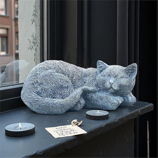 Cats Memorial Stone Garden Statue, Pet Statues Gifts for Loss of Cat Sympathy, Grave Markers for Garden Outdoor Statue Decor, 11.4” L Garden Decorative Tabby Figurine