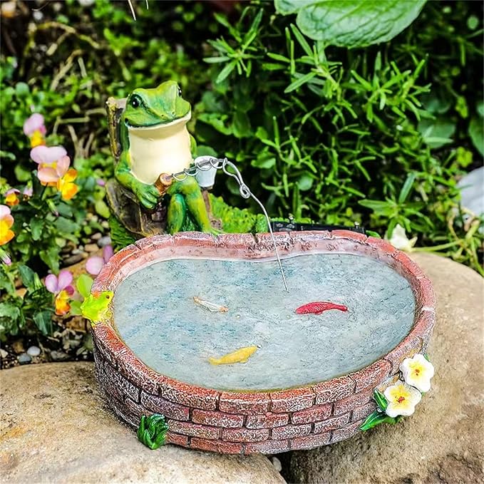Solar Frogs for Outdoors, Fishing Frog-Shaped Garden Decor, Patios, Yards, and Lawn Ornaments Frog Gifts for Women