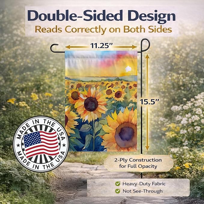 Caroline's Treasures Kansas Sunflowers in Watercolor Garden Flag Mailbox Flag Decorative Yard Flag Banner Outside Patio Artwork Yard Flower Beds, Garden Size, Multicolor