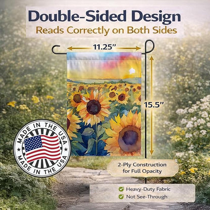 Caroline's Treasures Kansas Sunflowers in Watercolor Garden Flag Mailbox Flag Decorative Yard Flag Banner Outside Patio Artwork Yard Flower Beds, Garden Size, Multicolor