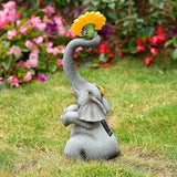 Panven Elephant Sunflower Garden Decor, 14.3" Solar Large Garden Statue, Outdoor Yard Decor, Gifts for Mom, Grandma