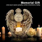 12“ Angel Wings Embracing Cross Solar Flameless LED Candles Outdoor Garden Memorial Statue for Garden Decoration Yard Art, A Touching Memorial Gift & Condolence Gifts Grave Decorations for Cemetery