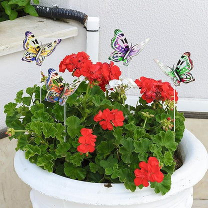 4Pcs Butterfly Garden Stakes Decor, Colorful Butterflies Decorations, Metal Yard Art for Outdoor Lawn Porch Pathway Yard Patio Plant Pot Ornaments (Butterfly- A)