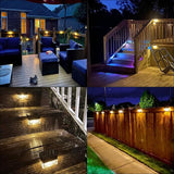 DenicMic Solar Deck Lights LED Solar Step Lights Outdoor for Fence, Patio, Garden, Yard, Backyard, 10 Lumen 2 Lighting Modes Acrylic Bubbles Warm White/Color Changing (6 Pack)