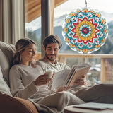 Wind Spinners Outdoor, Hanging Wind Spinner for Garden Decoration, 8 inch 3D Stainless Steel Metal Wind Sculpture for Indoor/Outdoor Decor, Mandala G