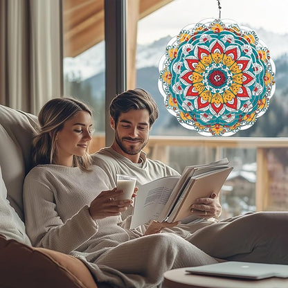 Wind Spinners Outdoor, Hanging Wind Spinner for Garden Decoration, 8 inch 3D Stainless Steel Metal Wind Sculpture for Indoor/Outdoor Decor, Mandala G