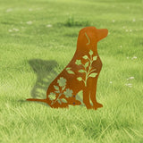 Dog Garden Stake - Unique Gift for Dog Lovers, Black Metal Outdoor Decor, Durable Yard Art Statue (Rusty Labrador)