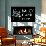 Personalized Metal Cabin Wall Art, Custom Pine Tree Metal Sign, Last Name Sign for Outdoor, Farmhouse Decor, Forest Design Family Name Sign, Mountain House Sign, Over Fireplace Art, Housewarming Gift