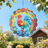 Chicken Wind Spinners Outdoor,12 inch 3D Hanging Wind Spinner Spring Garden Decor Rooster Gifts for Women Men,Metal Wind Catchers Kinetic Sculpture for Silhouette,Yard Art,Porch,Patio Decoration