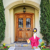 Shyyween Lady Porch Goose Outfit for 17'' Cement Plastic Lawn Goose Statue Clothes Pink Bathrobe Coffee Cup Curlers for Outdoor Garden Yard Patio Decoration