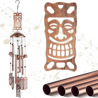 VioraWhite Tiki Wind Chimes Outdoor Decoration for Women Men Mom Wife Grandma Tiki Gifts Memorial Metal Wind Chimes for Outside Indoors, Lawn, Patio, Home, Porch, Yard Decor, Garden Decor