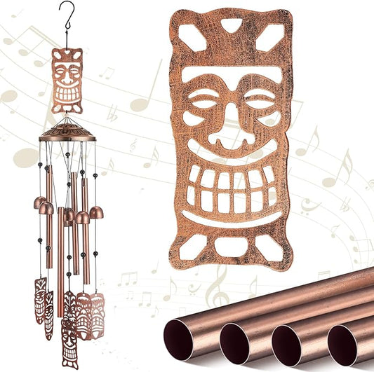 VioraWhite Tiki Wind Chimes Outdoor Decoration for Women Men Mom Wife Grandma Tiki Gifts Memorial Metal Wind Chimes for Outside Indoors, Lawn, Patio, Home, Porch, Yard Decor, Garden Decor