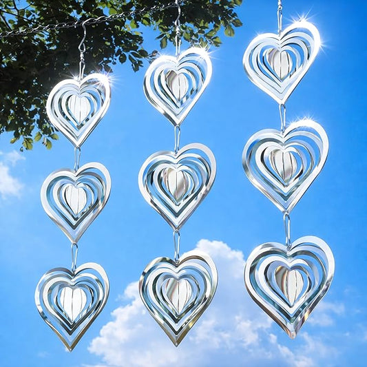 Factee Bird Deterrents for Outside, Reflective 3D Stainless Steel Wind Spinners, Garden Decor, Bird Scare Devices to Keep Woodpeckers, Pigeons Away from Your House, Patio, Orchards