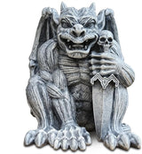 Resin Gargoyle Statue with Intricate Wings and Demonic Skull,Indoor Outdoor Patio Garden Backyard Halloween Home Decor