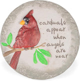 Transpac A7201 Cardinal Birds Appear When Angels are Near Red Round 10 inch Cement Garden Memorial Bereavement Stepping Stone
