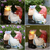 Gnomes Garden Decor Solar Led Lights Outdoor Funny Gnome Decor with Butterfly Waterproof for Home,Yard Art,Gardening Gifts for Women