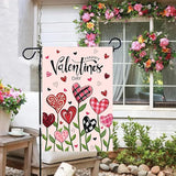 Happy Valentines Day Garden Flag Love Heart Floral Banner 12x18 Inch Double Sided for Outside Spring Holiday Anniversary Yard Decorative