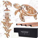 Sea Turtle Wind Chimes - Metal Windchimes Outdoors Decor Garden Patio Balcony Porch Indoor Home Art Hanging Decoration Thanksgiving Christmas New Year Birthday Gift for Women Mom Grandma Wife