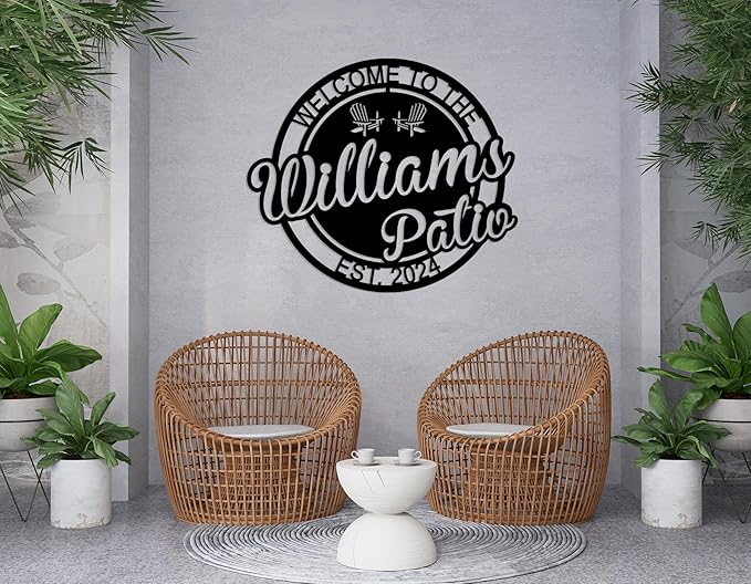 Personalized Patio Sign, Back Porch Signs, Monogram Wall Decor, Large Metal Backyard Sign, Custom Tropical Sign, Outdoor Patio Sign, Wedding Present