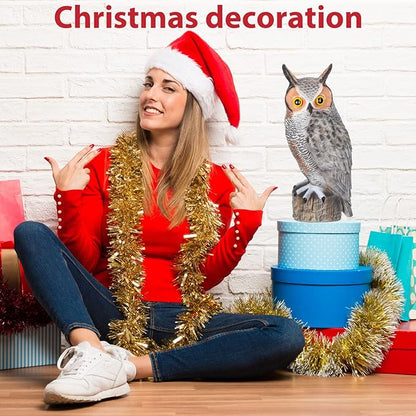 Plastic Owl Scarecrow Garden Owl Sculpture for Outdoor Yard, Fake Owl for Bird Control Garden Tree Decoration, 2-Pack