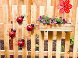 Gudui Metal Ladybugs Garden Wall Art Decor Cute Ladybugs Wall Sculptures & Statues Outdoor Decoration Yard Lawn Porch Fence Ornaments, Set of 4
