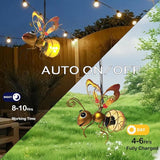 2 Pcs Waterproof Solar Hanging Bee Lights, Metal Bumblebee Figurine LED, Outdoor Garden Balcony Porch Spring Holiday Party Decoration