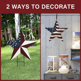 Linfevisi American Flag Star Yard Signs 17.5 Inch 2 Pack of Metal Patriotic Barn Stars Garden Stakes US Flag Outdoor 4th of July Decorations Memorial Day Yard Art Lawn Ornaments Patio for Outside