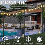 10Ft String Light Poles 2 Pack for Outside, Metal Outdoor Light Poles with 5 Prongs for Garden Patio Backyard Deck, Fence Bracket Hanging Light for Party Wedding Decor
