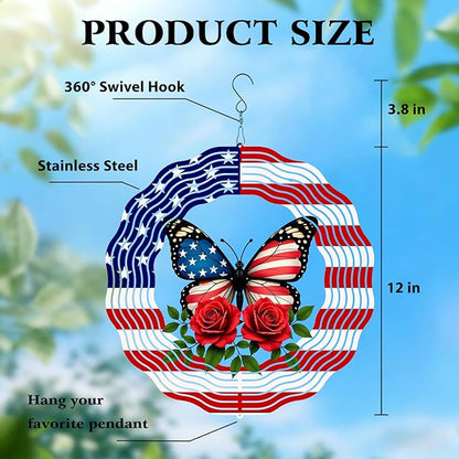Butterfly Wind Spinners -12 inch 3D Hanging Wind Sculptures for Garden Outside Patio Yard Decor -Birthday Gift for Women