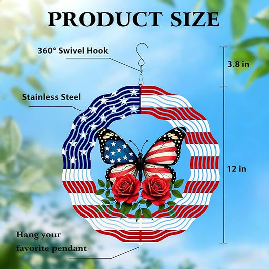 Butterfly Wind Spinners -12 inch 3D Hanging Wind Sculptures for Garden Outside Patio Yard Decor -Birthday Gift for Women