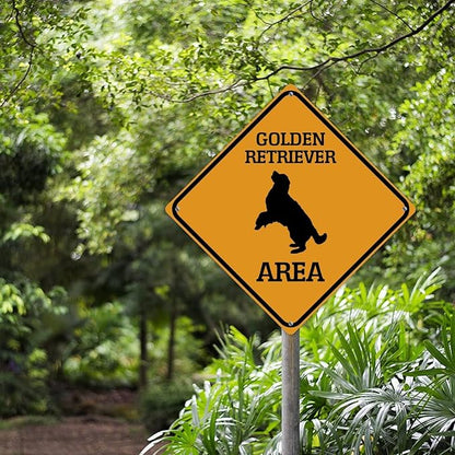Golden Retriever Crossing Sign Caution Golden RetrieverDog Xing Sign Street Sign Wildlife Novelty Road Fence Wall Decor Warning Metal Tin Sign For Indoor Outdoor 12x12in
