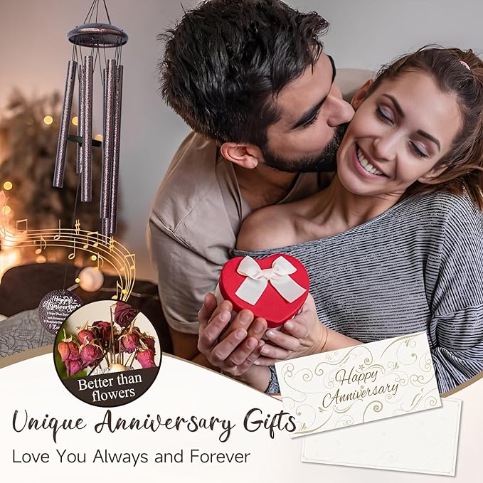Anniversary Wind Chimes Gifts for him her,Romantic Anniversaries for Wife, Husband, Happy Anniversary Decorations