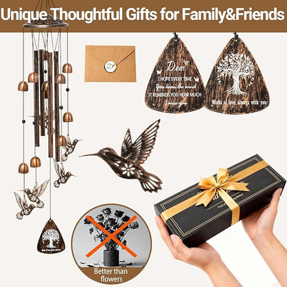 Hummingbird Metal Wind Chimes for Outside - Hummingbird Gifts for Women/Men,Garden Front Yard Outdoor Decor, Memorial/Housewarming/Birthday/Festival Gifts for Women Men