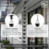 Rain Chains Direct Cascading Bowls Rain Chain - Heavy Rain Flow - for 8-10 Foot Drops - Heavy Duty - Large Cups - Durable Flat-Black Powder-Coated Aluminum - Premium Rain Chains for Gutters