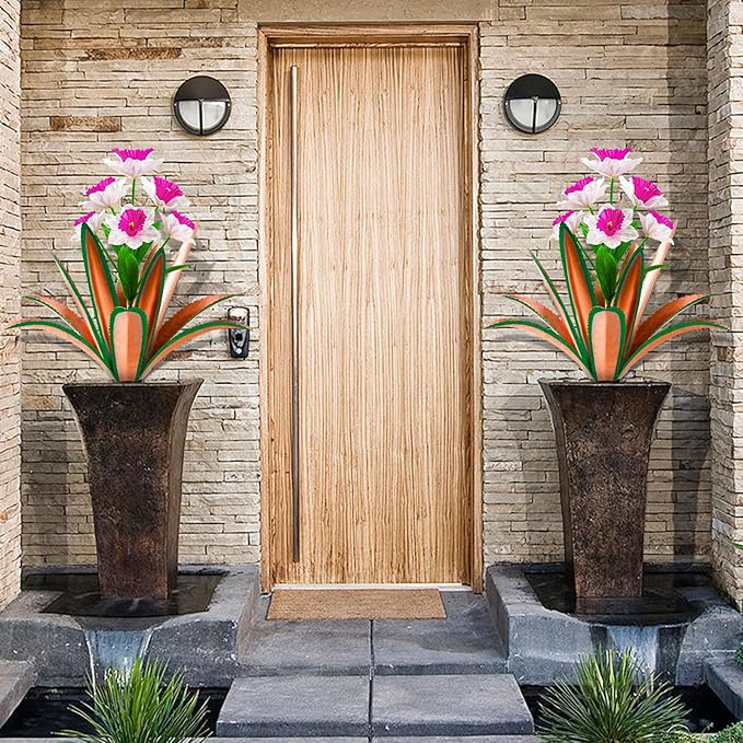 TOMBABY Huge Metal Agave Plants Outdoor Decoration Outdoor Garden Decorated with Flowers Mexican Yard Art Plant Garden Gift(red 2 Pack)