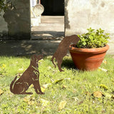 Rusty Metal Dog Cat Garden Stakes, 2 Pcs Decorative Garden Stakes Animal Silhouette Statues for Yard Art Outside, Lawn,Patio, Outdoor Decor,Cat Dog Decor for Animals Lovers