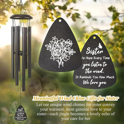 Gifts for Sister, 25''Wind Chimes Black, Birthday Gift for Sisters, Thanksgiving, for Sisters，Soul Sister Gifts Ideas for Women