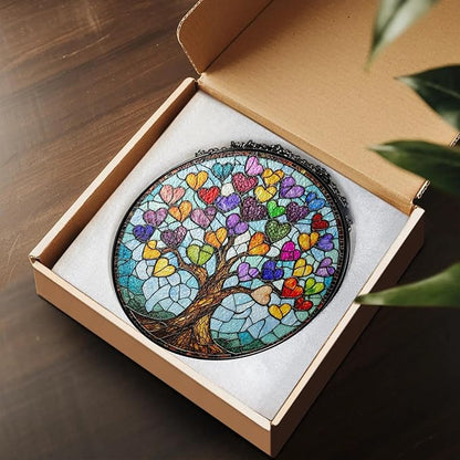Tree of Life Stained Glass Suncatcher for Windows Hanging Home Decor Gifts for Women, Men, Thanksgiving for Mom Grandma, Wall Art Indoor & Garden Outdoor Decorations