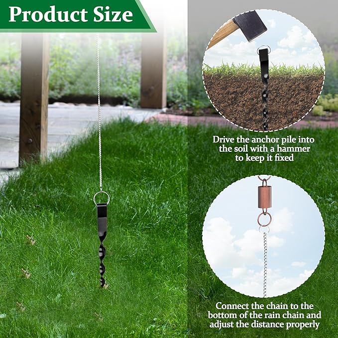 Rain Chains Direct Ground Anchor-13 Rain Chain Accessories for Eaves Drain Chain Fixed Stake Replacement