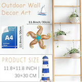 POXOHO Starfish Garden Decorations Outdoor, Starfish Wall Decor Art for Fence Patio Yard, 12" Hanging Glass Sculpture, Outdoor Wall Art Ocean Gifts for Women & Men (Apricot)