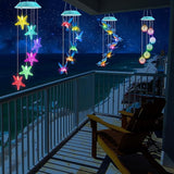 Solar Starfish Gift for Mom Grandma Girls, Colorful Solar Wind Chimes for Outside, Outdoor Decorative Mobile Lights for Garden, Yard, Patio, Window, Party, Outdoor Decorations