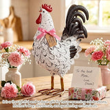 Zhengmy Metal Rooster Garden Statue Lifelike Colorful Metal Rooster Yard Decor Hand-Painted Iron Chicken Sculpture for Patio Lawn Backyard Farmhouse Outdoor Indoor Decoration(White and Black)
