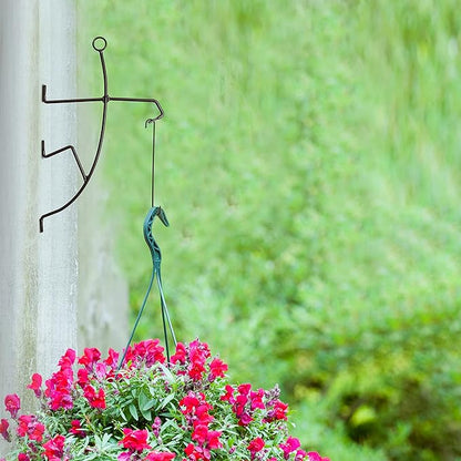 GUTE Outdoor Hanging Plant Bracket, Wall Hanging Planter for Indoor Outdoor Plants, Metal Stick Man Plant Hanger for Creative Decorations, Home Patio, Lawn, Garden Porch Décor