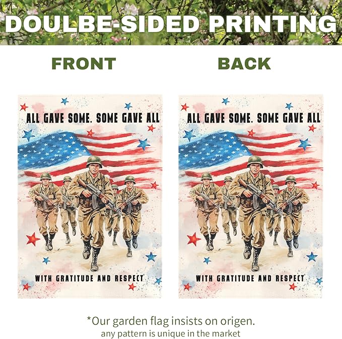 Memorial Day Garden Flag Patriotic American Soldier Tribute Outdoor Yard Flags Honoring Fallen Heroes Military Remembrance Patio Veterans Day Fourth of July American Flag Decor 12x18 Inch