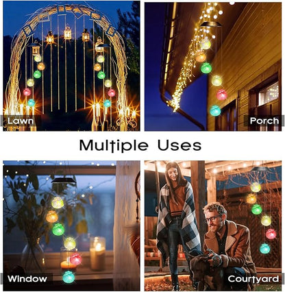 VIHOSE Solar Wind Chimes Lights Outdoor, Color Changing Hanging Solar Wind Chime, Shell Mobile LED Lights for Outside Garden Yard Patio Decor, Waterproof