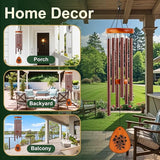 37" Matte Textured Aluminum Wind Chimes for Outdoor Patio & Garden – Large Modern Black Wind Chime with Deep Soft Tone, Thoughtful Home Gift (Brown, 37")