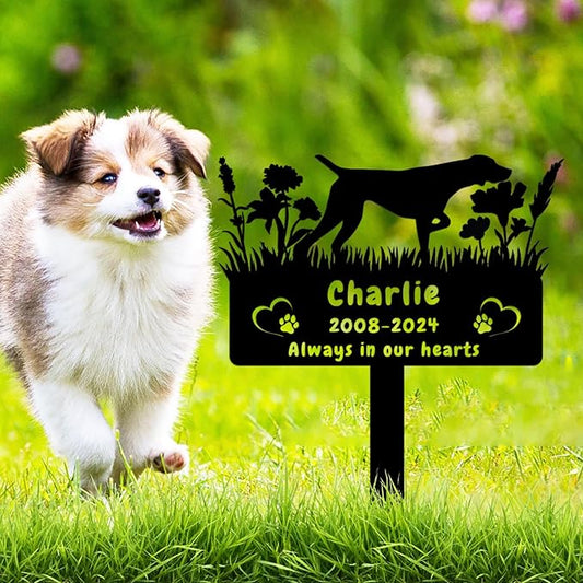 Custom German Shorthaired Pointer Dog Memorial Grave Marker,Personalized Flora Dog Memorial Stake,Dog Memorial Plaque Burial Stake Engraved Sign,Dog Sympathy Grave Stake,Dog Statue Headstone