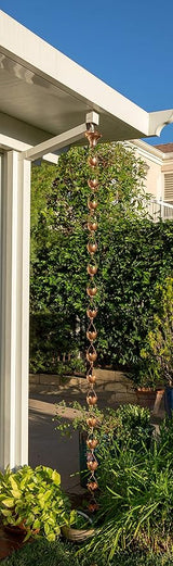 Stanwood Rain Chain Lotus Lily Flower Copper Rain Chain, 8-Feet