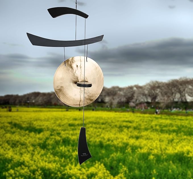 Woodstock Wind Chimes for Outside, Outdoor Decor, Patio and Garden Decor for Outside, Front Porch Decor Wind Gong Style Wind Chimes (34") Emperor Gong Medium Black Gifts (EGCB)