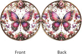 Butterfly Stained Window Hangings with Chain – Pink Floral Acrylic Ornament for Garden, Patio and Indoor Decor, Housewarming Gift for Mom, Grandma